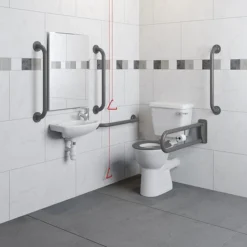 Milton Doc M Pack - Accessible Bathroom Toilet, Basin + Grey Grab Rails -Espaces Bain Shop docmp2grynl