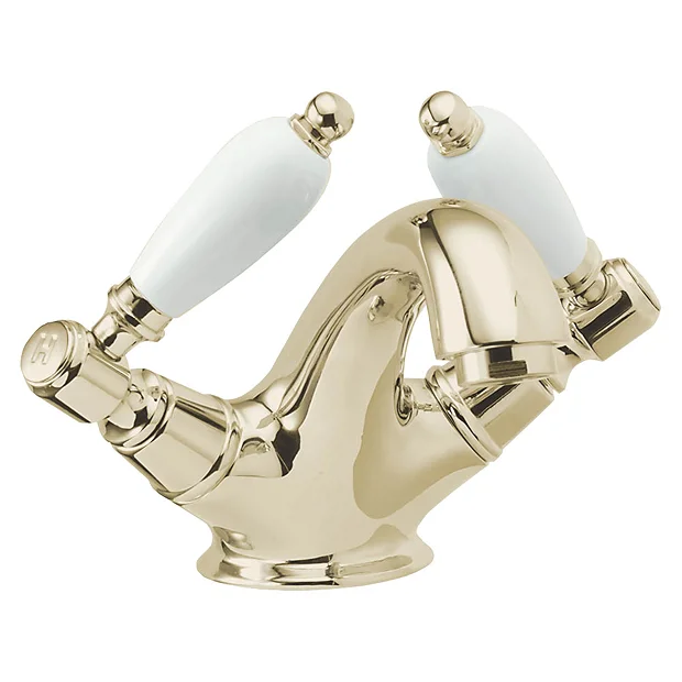 Deva Georgian Mono Basin Mixer Tap With Pop Up Waste - Gold 3 Deva Georgian Mono Basin Mixer Tap With Pop Up Waste - Gold