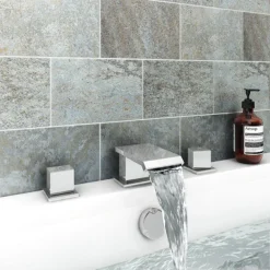 Glacier Waterfall Chrome Deck Mounted (3TH) Bath Filler Tap -Espaces Bain Shop gl15 nl