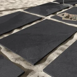 Grado Black Outdoor Stone Effect Floor Tile - 600 X 900mm -Espaces Bain Shop gra6090blk d3