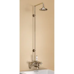 Burlington Claremont Wall Mounted Bath Shower Mixer W Rigid Riser, Straight Arm & 6" Rose 7 Burlington Claremont Wall Mounted Bath Shower Mixer W Rigid Riser, Straight Arm & 6" Rose -Espaces Bain Shop h295cl l