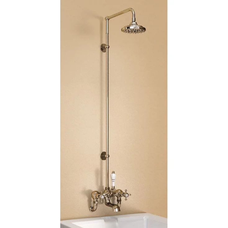 Burlington Claremont Wall Mounted Bath Shower Mixer W Rigid Riser, Straight Arm & 6" Rose 4 Burlington Claremont Wall Mounted Bath Shower Mixer W Rigid Riser, Straight Arm & 6" Rose - Image 2
