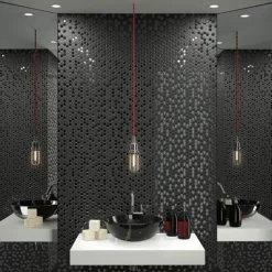 Hex Black Mosaic Tile Sheet - 301 X 297mm -Espaces Bain Shop hexblk l1