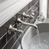 Crosswater - Belgravia Crosshead Wall Mounted 3 Hole Set Basin Mixer - Nickel -Espaces Bain Shop hg131wnn d1