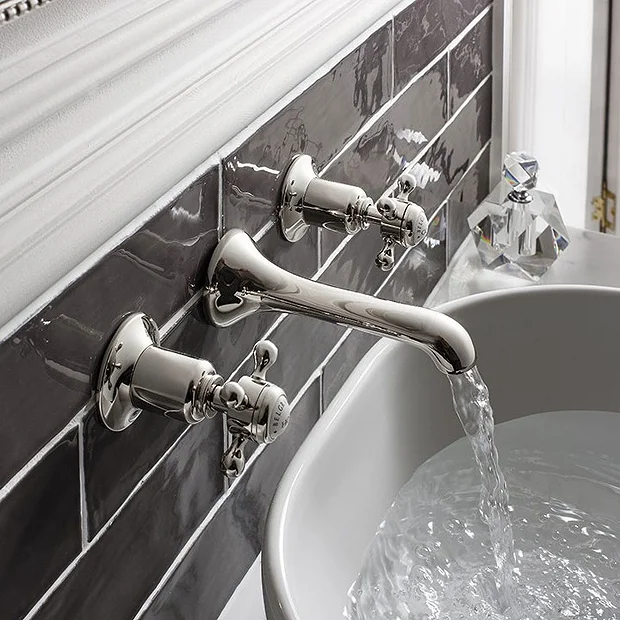 Crosswater - Belgravia Crosshead Wall Mounted 3 Hole Set Basin Mixer - Nickel 3 Crosswater - Belgravia Crosshead Wall Mounted 3 Hole Set Basin Mixer - Nickel