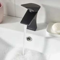 Bristan Hourglass Black Mono Basin Mixer With Clicker Waste
