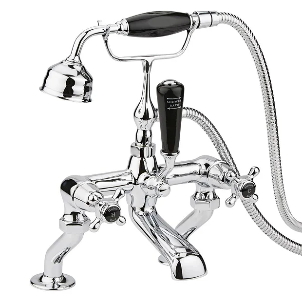 Hudson Reed Topaz Black Deck Mounted Bath Shower Mixer Tap + Shower Kit 4 Hudson Reed Topaz Black Deck Mounted Bath Shower Mixer Tap + Shower Kit - Image 2