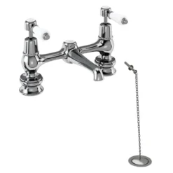 Burlington Kensington Regent 2 Tap Hole Bridge Basin Mixer W/ Plug & Chain -Espaces Bain Shop ker10d1