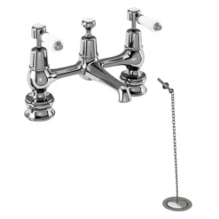 Burlington Kensington Regent 2 Tap Hole Bridge Basin Mixer W/ Plug & Chain -Espaces Bain Shop ker10l
