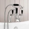 Lancaster Black Traditional Freestanding Chrome Bath Shower Mixer & Shower Kit -Espaces Bain Shop lan2bfsd1