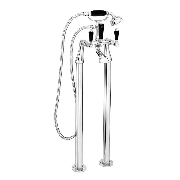 Lancaster Black Traditional Freestanding Chrome Bath Shower Mixer & Shower Kit 4 Lancaster Black Traditional Freestanding Chrome Bath Shower Mixer & Shower Kit - Image 2