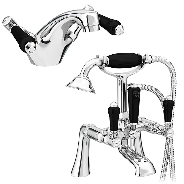 Lancaster Black Traditional Tap Package (Bath + Basin Tap) 4 Lancaster Black Traditional Tap Package (Bath + Basin Tap) - Image 2