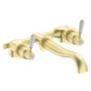 Lancaster Traditional Brushed Brass Wall Mounted Lever Basin Mixer Tap 1 Lancaster Traditional Brushed Brass Wall Mounted Lever Basin Mixer Tap -Espaces Bain Shop lbb14btd1