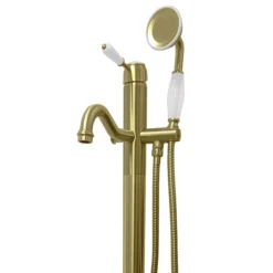 Lancaster Traditional Brushed Brass Single Lever Freestanding Bath Shower Mixer -Espaces Bain Shop lbb8fsd1