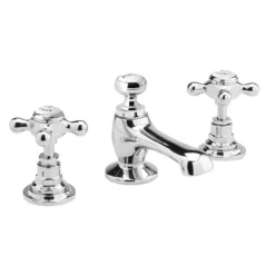 Old London - Chrome Edwardian 3 Tap Hole Basin Mixer With Pop-up Waste