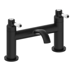 Lancaster Traditional Matt Black Lever Bath Filler Tap -Espaces Bain Shop lmb3bf l