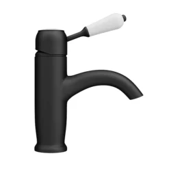 Lancaster Traditional Matt Black Single Lever Mono Basin Mixer Tap -Espaces Bain Shop lmb5td4