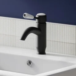 Lancaster Traditional Matt Black Single Lever Mono Basin Mixer Tap -Espaces Bain Shop lmb5tlrg01