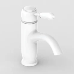 Lancaster Traditional Matt White Single Lever Mono Basin Mixer Tap -Espaces Bain Shop lmw5tdetail01