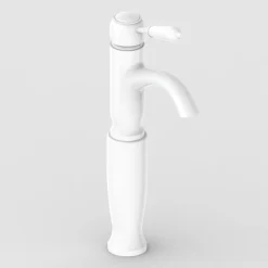 Lancaster Traditional Matt White Tall Mono Basin Mixer Tap