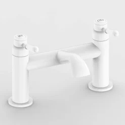 Lancaster Traditional Matt White Lever Bath Filler Tap