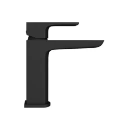 Mileto Modern Matt Black Basin Tap -Espaces Bain Shop m05blk d3n