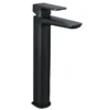 Mileto Matt Black High Rise Mono Basin Mixer Tap -Espaces Bain Shop m08blk l