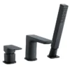 Mileto Matt Black Deck Mounted (3TH) Bath Shower Mixer Tap Incl. Shower Kit -Espaces Bain Shop m14blk l