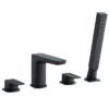 Mileto Matt Black Deck Mounted (4TH) Bath Shower Mixer Tap Incl. Shower Kit -Espaces Bain Shop m16blk l