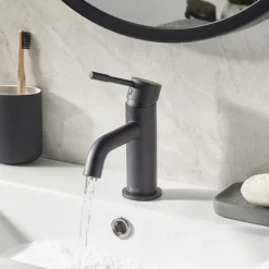 Bristan Mila Black Mono Basin Mixer With Clicker Waste -Espaces Bain Shop mibasblk d2