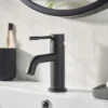 Bristan Mila Black Mono Basin Mixer With Clicker Waste -Espaces Bain Shop mibasblk d3