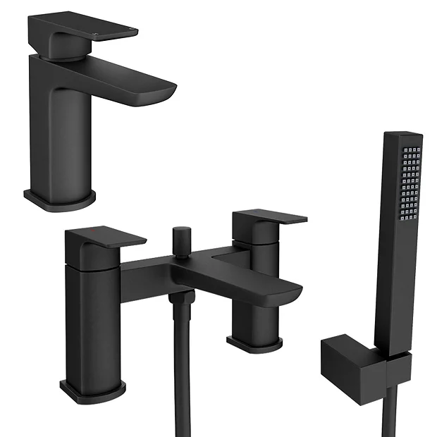 Mileto Modern Matt Black Tap Package (Bath + Basin Tap) 3 Mileto Modern Matt Black Tap Package (Bath + Basin Tap)