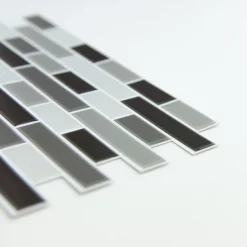 Smoked Glass Peel & Stick Backsplash Tiles - Pack Of 4 -Espaces Bain Shop nh2362 d4