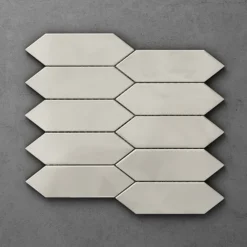 Otsu Elongated Hexagon Mosaic Tile Sheet Gloss White - 324 X 292mm