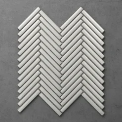 Otsu Herringbone Mosaic Tile Sheet Gloss White - 277 X 266mm