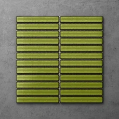Otsu Concave Kit-Kat Mosaic Tile Sheet Gloss Green - 295 X 295mm