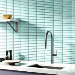 Otsu Kit-Kat Mosaic Tile Sheet Gloss Light Teal - 295 X 295mm -Espaces Bain Shop otkkglt l3