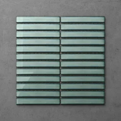 Otsu Kit-Kat Mosaic Tile Sheet Gloss Turquoise - 295 X 295mm