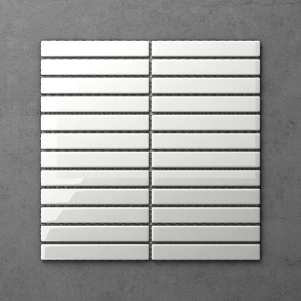 Otsu Kit-Kat Mosaic Tile Sheet Gloss White - 295 X 295mm 4 Otsu Kit-Kat Mosaic Tile Sheet Gloss White - 295 X 295mm - Image 2