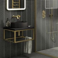 Otsu Kit-Kat Mosaic Tile Sheet Matt Black - 295 X 295mm -Espaces Bain Shop otkkmb d2 611495