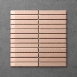 Otsu Kit-Kat Mosaic Tile Sheet Gloss Pink - 295 X 295mm