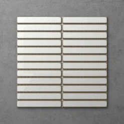 Otsu Kit-Kat Mosaic Tile Sheet Gloss White With Shaded Edges - 295 X 295mm
