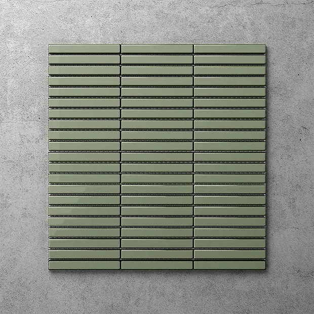 Otsu Mini Kit-Kat Mosaic Tile Sheet Gloss Fjord Green - 290 X 280mm 4 Otsu Mini Kit-Kat Mosaic Tile Sheet Gloss Fjord Green - 290 X 280mm - Image 2