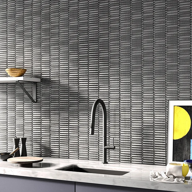 Otsu Mini Kit-Kat Mosaic Tile Sheet Gloss Grey Speckled - 290 X 280mm 3 Otsu Mini Kit-Kat Mosaic Tile Sheet Gloss Grey Speckled - 290 X 280mm