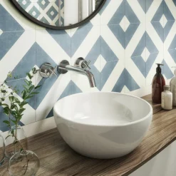 Pablo Crosshead Chrome Wall Mounted (3TH) Basin Mixer Tap -Espaces Bain Shop pab14 d2