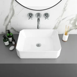 Pablo Crosshead Chrome Wall Mounted (3TH) Basin Mixer Tap -Espaces Bain Shop pab14 d3