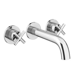 Pablo Crosshead Chrome Wall Mounted (3TH) Basin Mixer Tap -Espaces Bain Shop pab14 l
