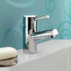 Bristan - Prism Contemporary Basin Mixer (no Waste) - Chrome -Espaces Bain Shop pmbasnwc d1