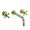 Crosswater MPRO Crosshead Brushed Brass Wall Mounted 3 Hole Set Basin Mixer -Espaces Bain Shop prc130wnf l