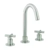 Crosswater MPRO Crosshead Brushed Stainless Steel Deck Mounted 3 Hole Set Basin Mixer -Espaces Bain Shop prc135dnv l